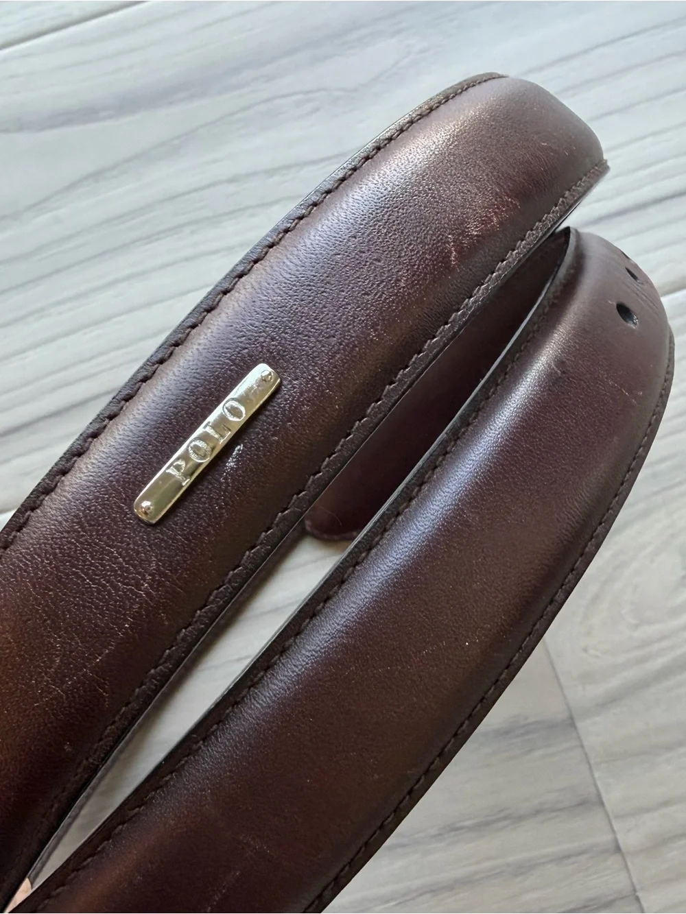Polo Ralph Lauren Brown Leather Belt with Silver Buckle